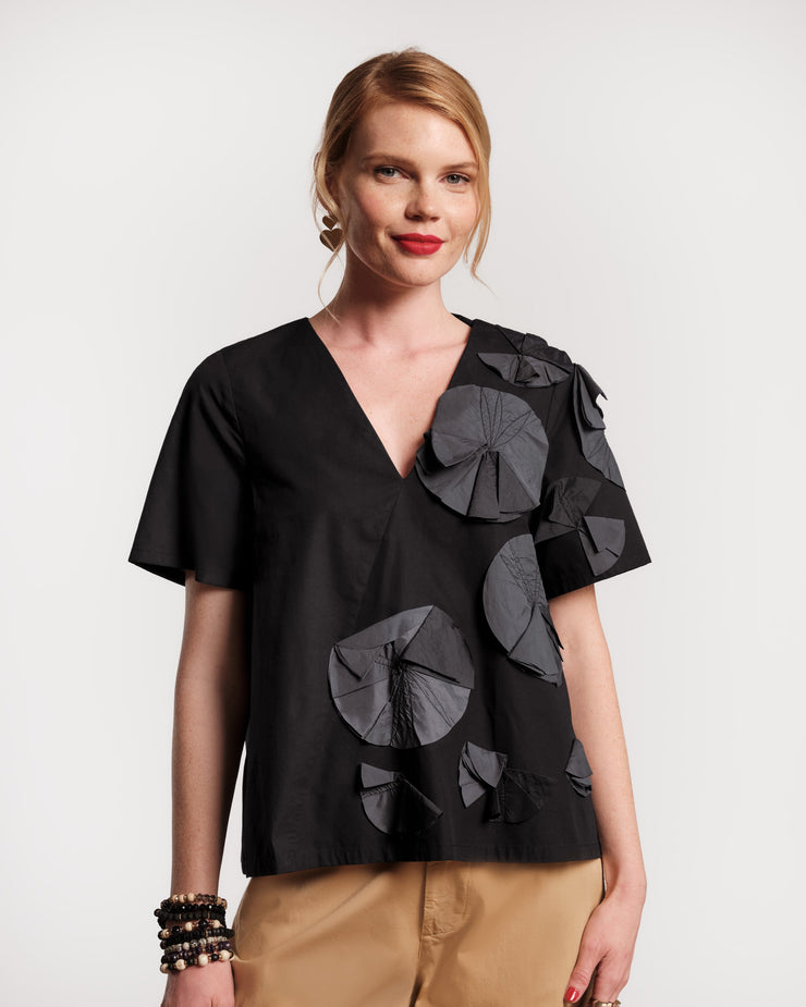 Schooner Top - Black Flower – WOREFIT